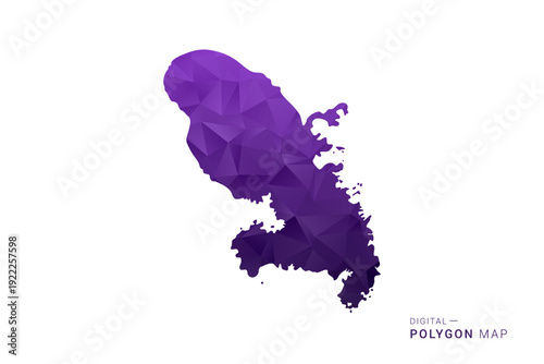 Martinique Map - Polygon Style Vector Illustration in Deep Purple Gradient, Low Poly Geometric Design, Isolated on White Background for Infographics and Digital Use.