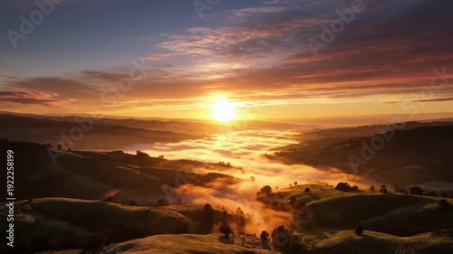 Majestic Sunrise over Rolling Hills Symbolizing Global Linguistic Unity in Cinematic 4K