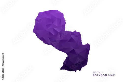 Paraguay Map - Polygon Style Vector Illustration in Deep Purple Gradient, Low Poly Geometric Design, Isolated on White Background for Infographics and Digital Use.