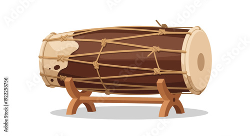 Traditional Indian Dhol Drum Musical Instrument.