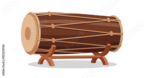 Traditional Indian Dholak Drum Musical Instrument.