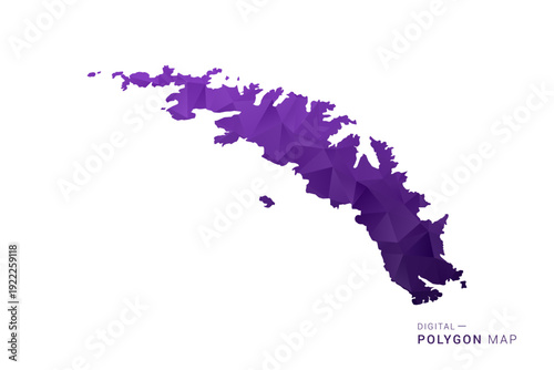 South Georgia and the South Sandwich Islands Map - Polygon Style Vector Illustration in Deep Purple Gradient, Low Poly Geometric Design, Isolated on White Background for Infographics and Digital Use.