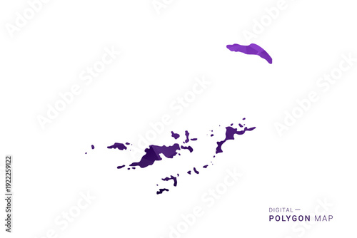 British Virgin Islands Map - Polygon Style Vector Illustration in Deep Purple Gradient, Low Poly Geometric Design, Isolated on White Background for Infographics and Digital Use.