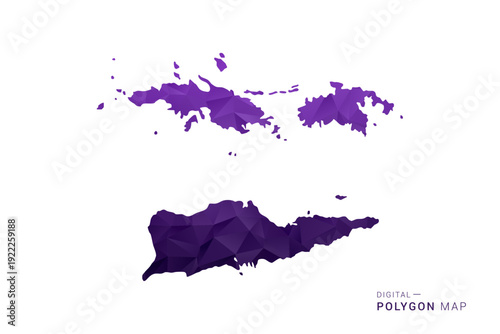 U.S. Virgin Islands Map - Polygon Style Vector Illustration in Deep Purple Gradient, Low Poly Geometric Design, Isolated on White Background for Infographics and Digital Use.
