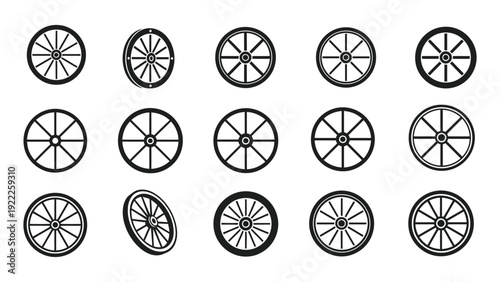 Wagon wheel icon silhouette vector illustration isolated