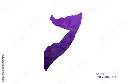 Somalia Map - Polygon Style Vector Illustration in Deep Purple Gradient, Low Poly Geometric Design, Isolated on White Background for Infographics and Digital Use.