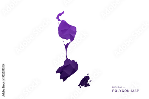 Saint Pierre and Miquelon Map - Polygon Style Vector Illustration in Deep Purple Gradient, Low Poly Geometric Design, Isolated on White Background for Infographics and Digital Use.