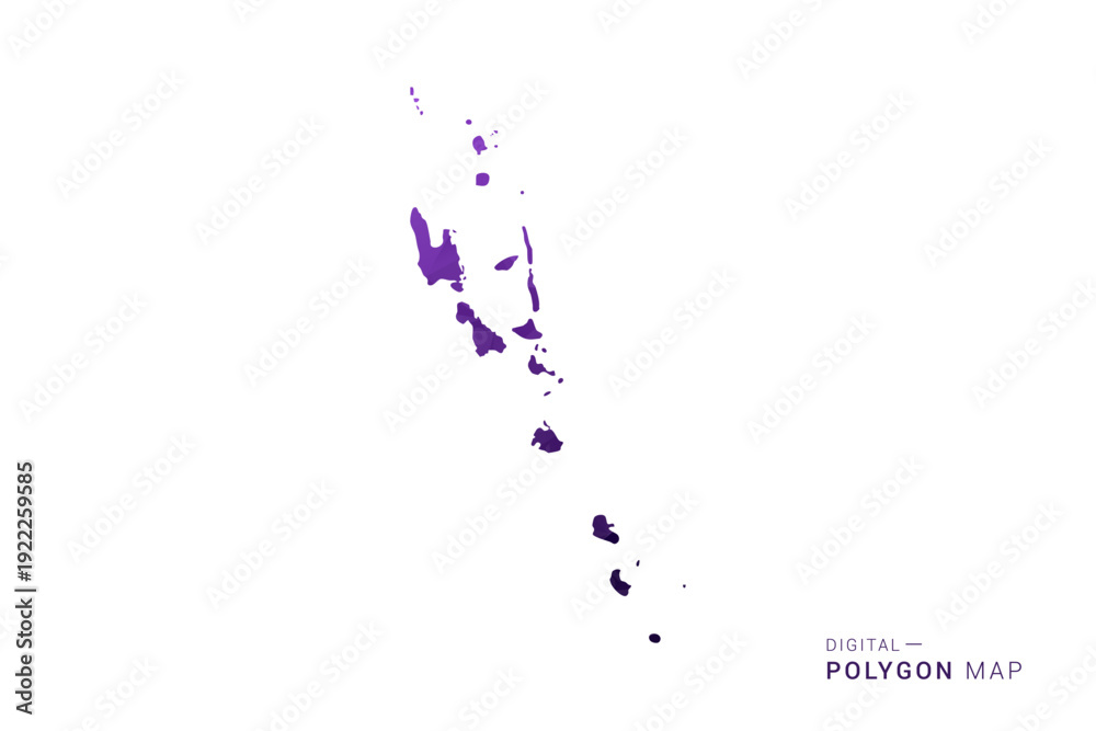 Fototapeta premium Vanuatu Map - Polygon Style Vector Illustration in Deep Purple Gradient, Low Poly Geometric Design, Isolated on White Background for Infographics and Digital Use.