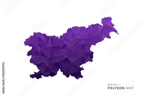 Slovenia Map - Polygon Style Vector Illustration in Deep Purple Gradient, Low Poly Geometric Design, Isolated on White Background for Infographics and Digital Use.