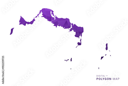 Turks and Caicos Islands Map - Polygon Style Vector Illustration in Deep Purple Gradient, Low Poly Geometric Design, Isolated on White Background for Infographics and Digital Use.