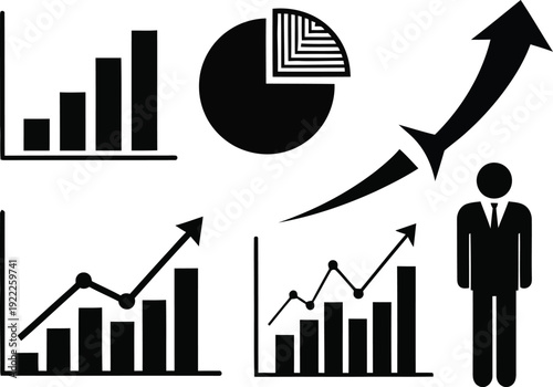 Business growth and statistics analysis with graphs and charts
