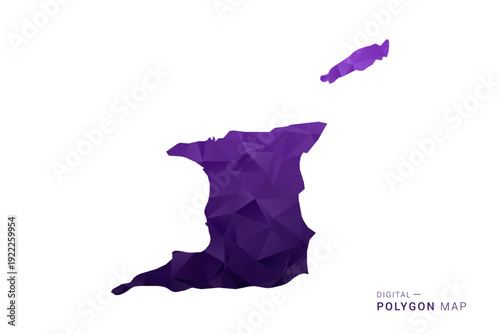 Trinidad and Tobago Map - Polygon Style Vector Illustration in Deep Purple Gradient, Low Poly Geometric Design, Isolated on White Background for Infographics and Digital Use.
