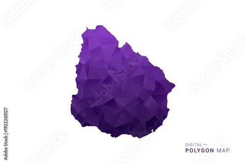 Uruguay Map - Polygon Style Vector Illustration in Deep Purple Gradient, Low Poly Geometric Design, Isolated on White Background for Infographics and Digital Use.
