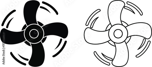 Minimalist fan designs: black and white fan illustrations for modern decor Vector