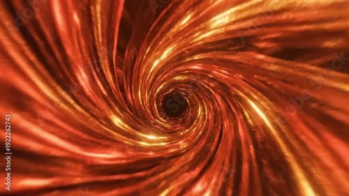 Spiraling Red and Gold Light Ribbon Tunnel in Cinematic 4K
