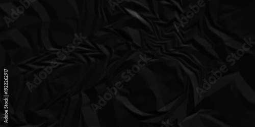 Black crumpled paper background texture pattern overlay. crinkled wrapper rumple wrinkled high resolution arts craft and Seamless black crumpled paper.