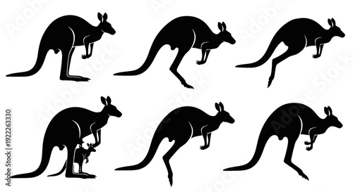Kangaroo Silhouette Vector Collection