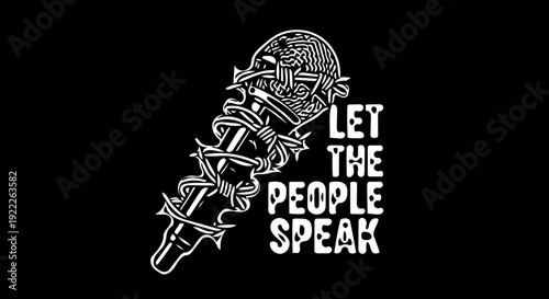 Let the People Speak Microphone Symbolizing Freedom of Expression