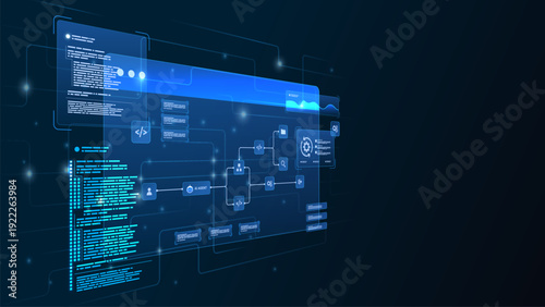 AI workflow automation artificial intelligence. ai agent workflow dashboard machine learning  flow process, coding and automation system.