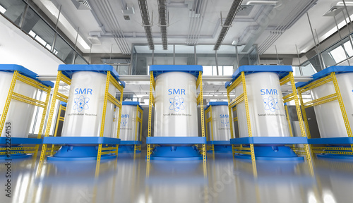 Group of smr or small modular nuclear reactors power plant