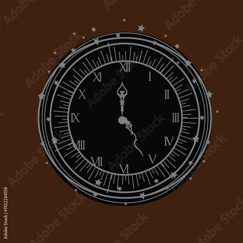 Vector illustration of mechanical clock. Clock face on white background.