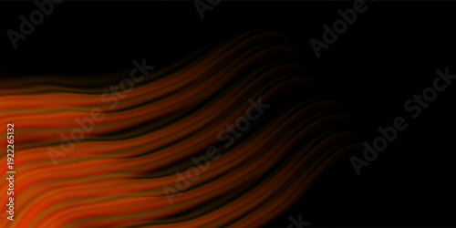Glowing neon light trail element. Bright red orange speed line wave. Hot luminous curved swirl concept. Abstract bent dynamic motion stripes. Shiny fire streaks for poster, banner, flyer. Vector