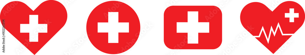 Obraz premium Vector illustration medical icons set on isolated transparent background 