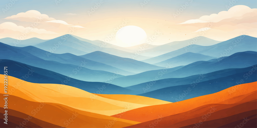 Obraz premium sunset and sunrise over mountain landscape
