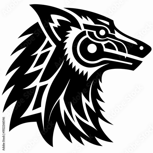 Wallpaper Mural Dynamic Stylized Wolf Head Vector Illustration with Intricate Tribal Patterns Torontodigital.ca