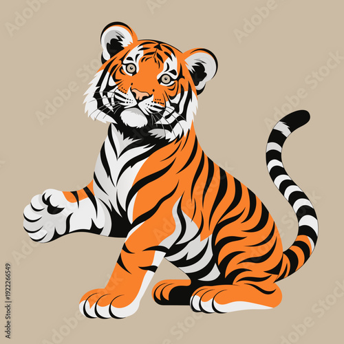 Wallpaper Mural A Stylized Bengal Tiger Cub Sitting Playfully Torontodigital.ca