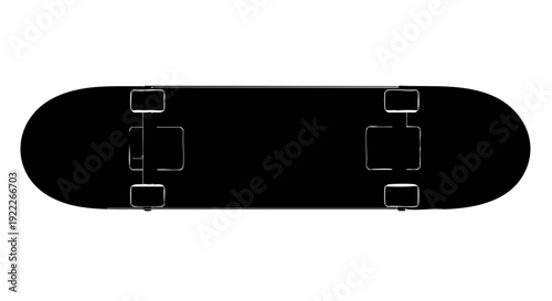 A sleek, black skateboard, perfect for thrilling rides and mastering tricks. The minimalist design evokes a sense of speed and style