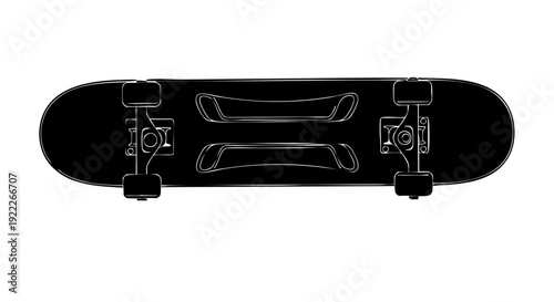 Sleek black skateboard, a symbol of urban youth and thrill-seeking