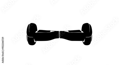 A modern black hoverboard, a self-balancing personal transporter. A close-up, isolated and sleek design. Perfect for transportation and technology concepts.