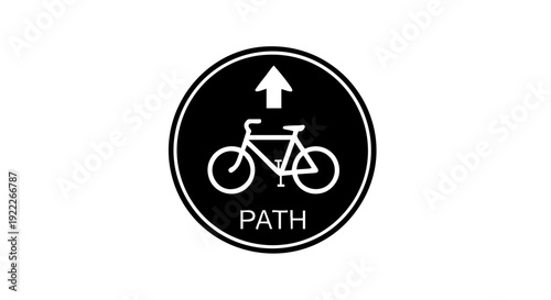 A bicycle path sign indicating the direction of travel