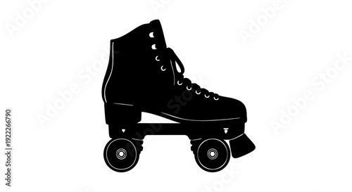 A stylish roller skate silhouette, ideal for any project! This classic skate image evokes fun and leisure activities