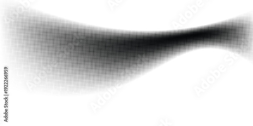 Halftone wavy swirl, dot pattern abstract curve, organic shape with monochrome gradient dotted texture. Isolated tendy design element on white background. ilustration
