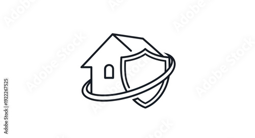 Home security concept with house and shield, protection and safety.