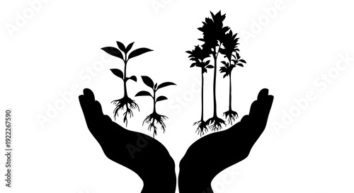 Protecting the environment and a new beginning, the sprout grows in hands.