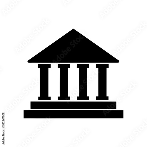 Bank Building Front View Representing Financial Institution And Economy On white Background Line Art Vector illustration