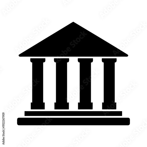 Classic Bank Building Icon Symbolizing Finance And Corporate Security On white Background Line Art Vector illustration