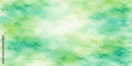 Beautiful abstract colorful watercolor background featuring a bright blue sky with white clouds and sunny yellow texture for a clear summer nature cloudscape