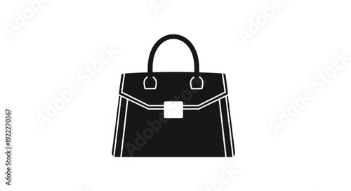 Black handbag icon with white outline and silver clasp.