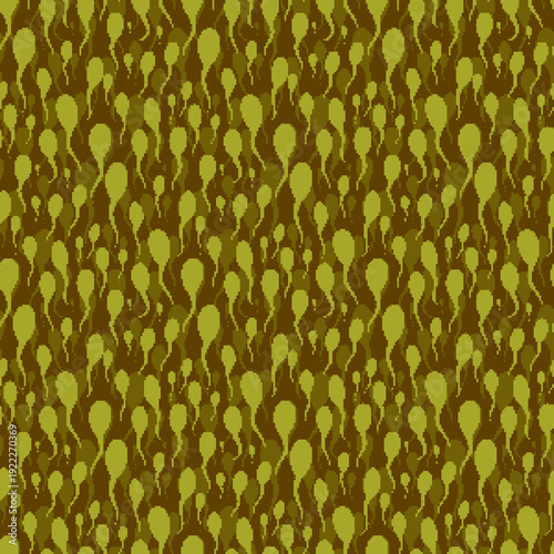 A seamless pixel background with tadpoles in water.