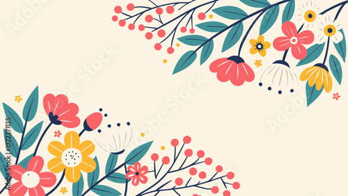 Gemini said

Abstract spring nature vector illustration featuring a pink floral pattern with summer flowers and butterflies for a decorative birthday card or blossom wallpaper design