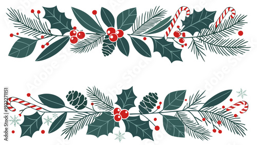Gemini said

A festive Christmas wreath illustration features green holly leaves and red berry clusters on a winter tree branch for a natural holiday floral design