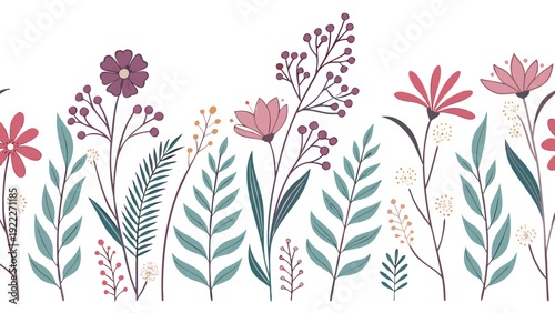 Gemini said

Vintage seamless floral vector pattern with a set of garden flowers and leaf illustrations for a nature-inspired spring wallpaper design