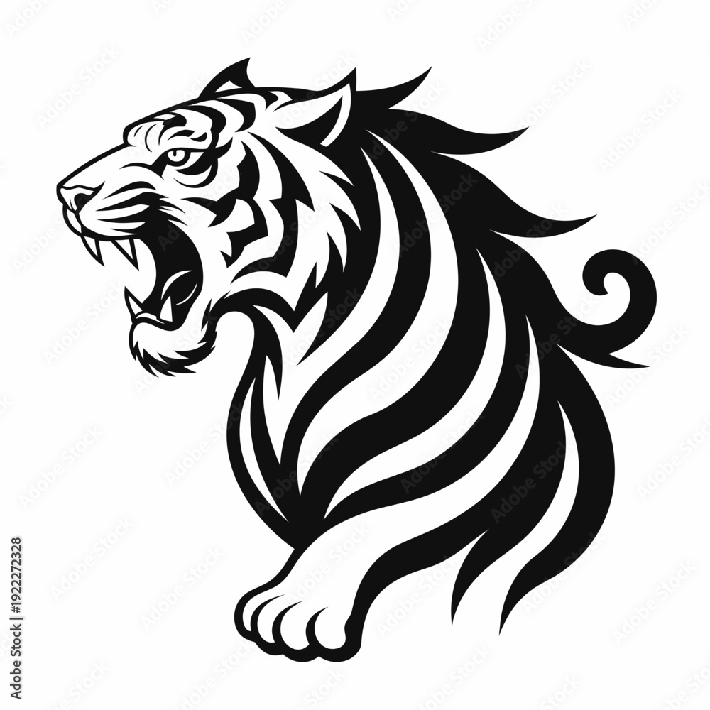 custom made wallpaper toronto digitalFierce Black and White Tiger Illustration - Vector Art