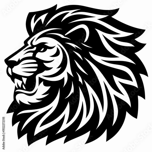 Fierce Lion Head Graphic with Wild Mane