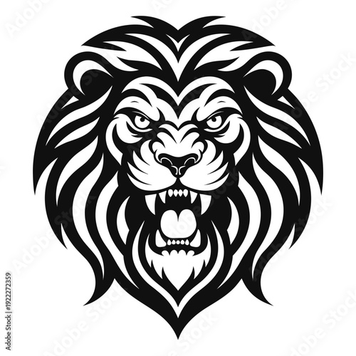 Wallpaper Mural Fierce Black and White Lion Head Vector Illustration Torontodigital.ca