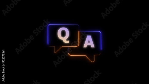 q and a question and answer animated session icon neon 4k screen Animated. Question and Answer the letters Q and A.4K